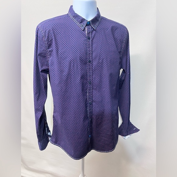 TRANQUILITY MAYHEM Men’s navy and pink print long sleeve shirt‎ size L. - Picture 9 of 14